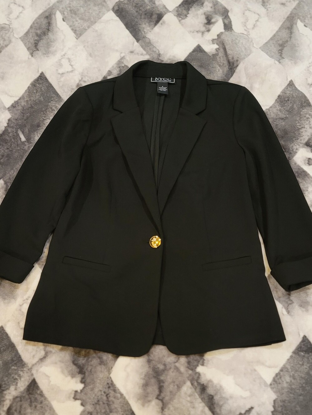 New York & Company Black Blazer with Gold Button